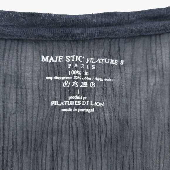Majestic Filatures Black Linen Cotton Silk Mixed Fabrics Top Size 1 - OVERSIZED - Picture 4 of 5